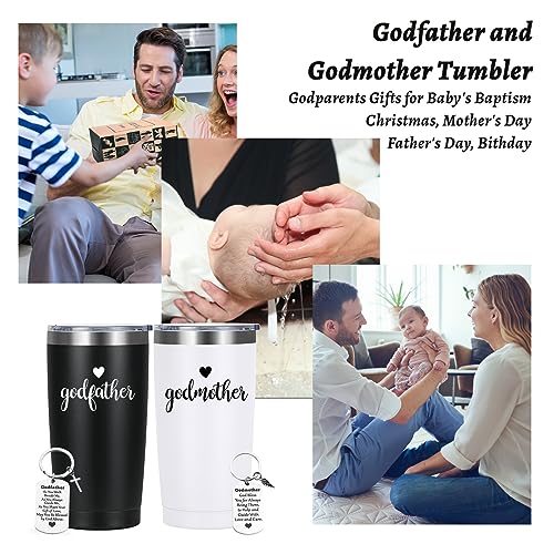 LiqCool Godparents Proposal Gift, Godparents Gifts from Godchild, Godmother & Godfather Tumbler Set with Keychain, Godparents Gift for Mother's Day Anniversary Birthday, 20oz Black & White - Image 4