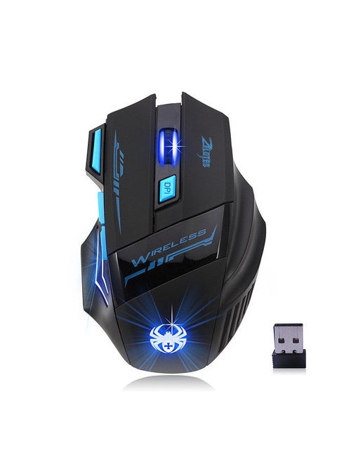 F14 LED Optical Computer Mouse Wireless 2.4G 2400 DPI 7 Buttons Wireless Gaming Mouse Colorful Breathing Lights for Pro Gamer