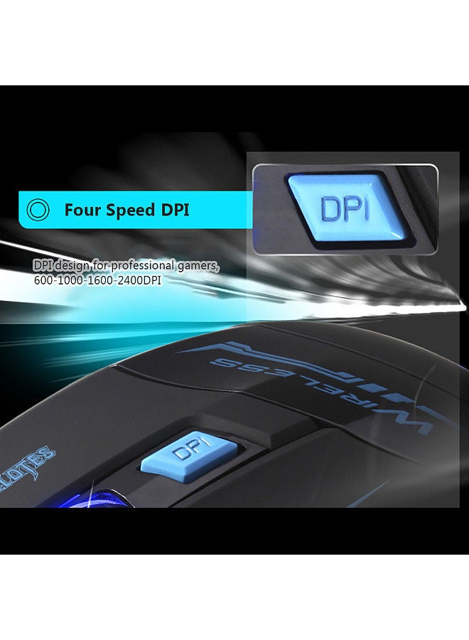 F14 LED Optical Computer Mouse Wireless 2.4G 2400 DPI 7 Buttons Wireless Gaming Mouse Colorful Breathing Lights for Pro Gamer
