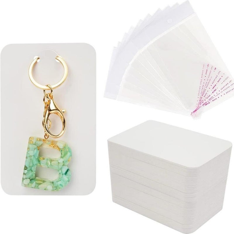 Tabanzhe Keychain Display Cards with Self-Sealing Bags - 100PCS for Keyrings and Handmade Jewelry - Image 1