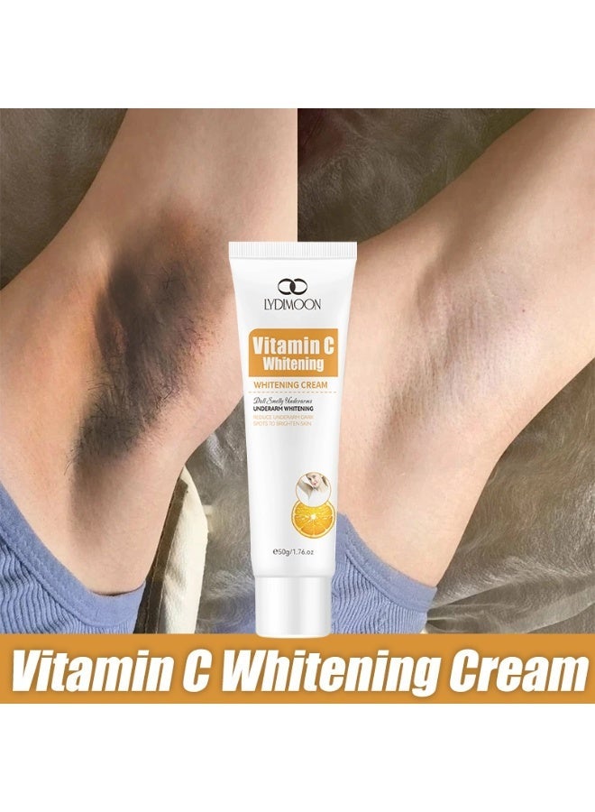 LYDIMOON Vitamin C Whitening Cream 50g - Full Body Brightening, Dark Spot Remover, Suitable for Sensitive Skin, Waterproof & Natural White, Underarm & Neck Whitener - Image 1