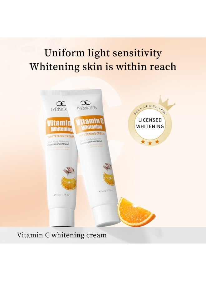 LYDIMOON Vitamin C Whitening Cream 50g - Full Body Brightening, Dark Spot Remover, Suitable for Sensitive Skin, Waterproof & Natural White, Underarm & Neck Whitener - Image 3