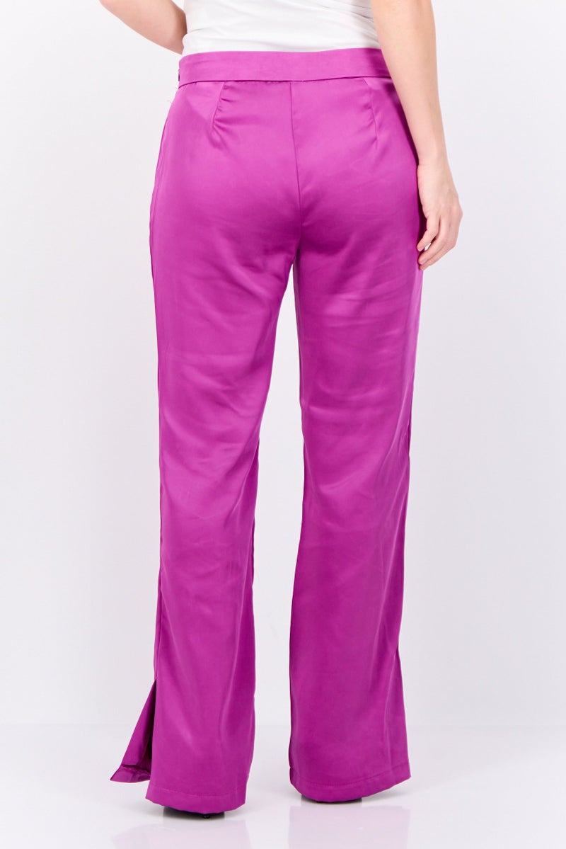 ONLY Women Regular Fit Solid Straight Leg Pants, Purple - Image 2