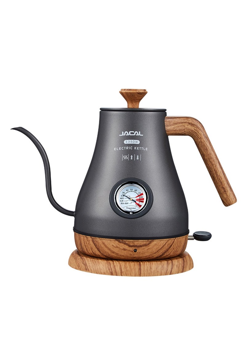 JACAL Electric Gooseneck Kettle, Pour Over Coffee and Tea Pot, with Thermometer, Stainless Steel, Quick Heating, 1 L 1350W GL-205  - Image 1