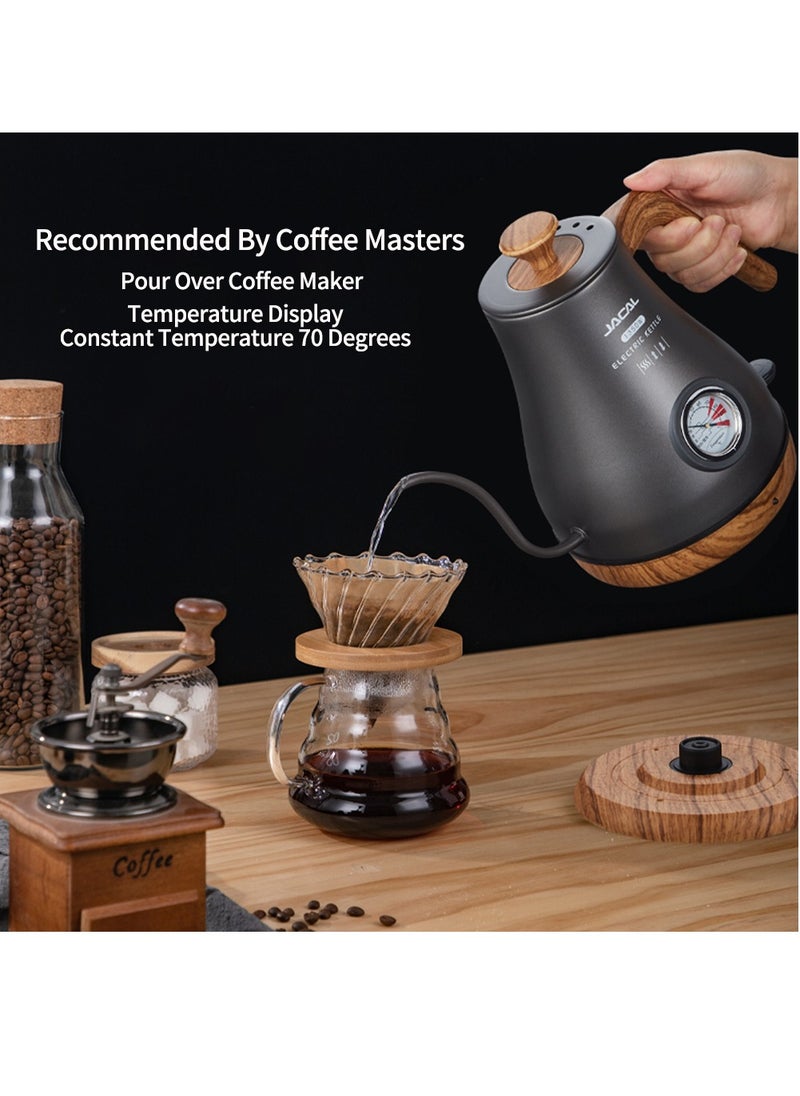 JACAL Electric Gooseneck Kettle, Pour Over Coffee and Tea Pot, with Thermometer, Stainless Steel, Quick Heating, 1 L 1350W GL-205  - Image 3