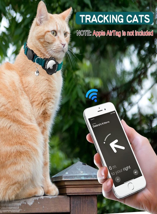 OUCWLTAG طوق قطط مضيء قابل للفك من نوع AirTag، طوق قطط مزود بنظام تحديد المواقع العالمي (GPS) من OUCWLTAG مع حامل علامة Apple Air Tag، أطواق تتبع للقطط مزودة بشريط مطاطي آمن للقطط الإناث والذكور والقطط الصغيرة والجراء (أزرق، 9-13 بوصة) - Image 5