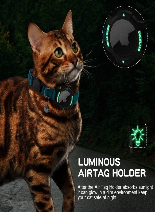 OUCWLTAG طوق قطط مضيء قابل للفك من نوع AirTag، طوق قطط مزود بنظام تحديد المواقع العالمي (GPS) من OUCWLTAG مع حامل علامة Apple Air Tag، أطواق تتبع للقطط مزودة بشريط مطاطي آمن للقطط الإناث والذكور والقطط الصغيرة والجراء (أزرق، 9-13 بوصة) - Image 4