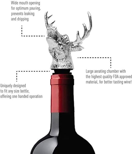 FAFAXOXO Reindeer Pourer and Deer Head Wine Corks, Bar and Household Wine Corks, Animal Wine Pourer (Silver) - Image 2