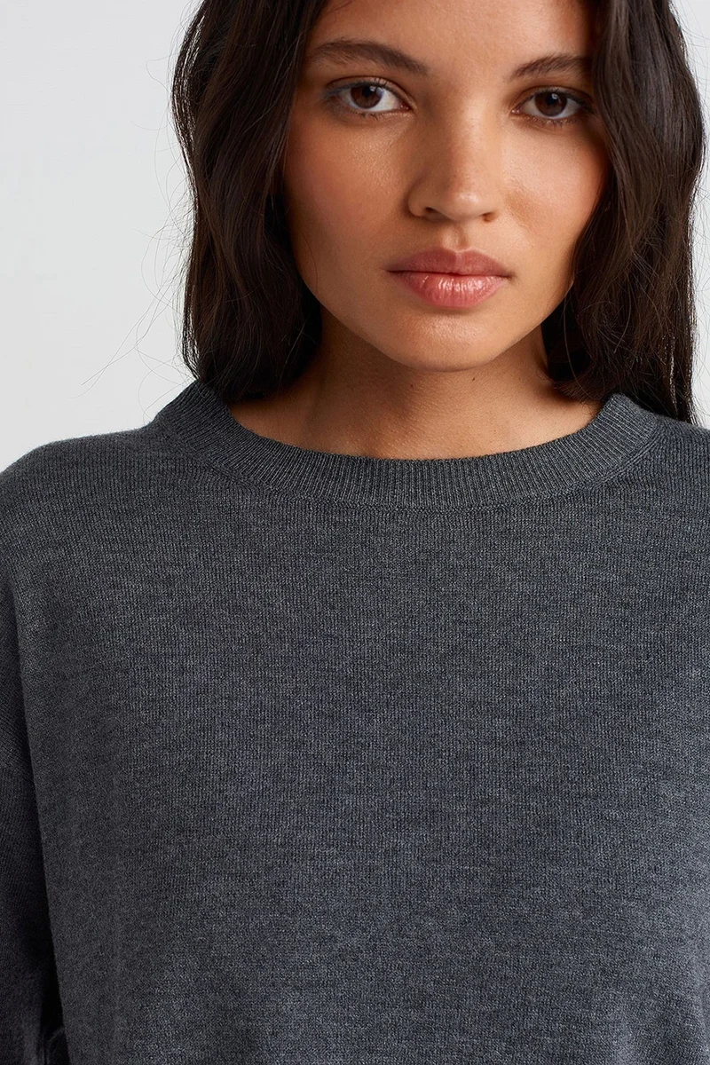 Dilvin Charcoal Grey DILVIN Women's Knit Sweater for Women | Best Price UAE