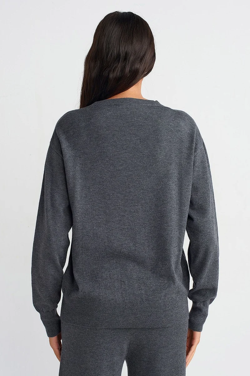 Dilvin Charcoal Grey DILVIN Women's Knit Sweater for Women | Best Price UAE