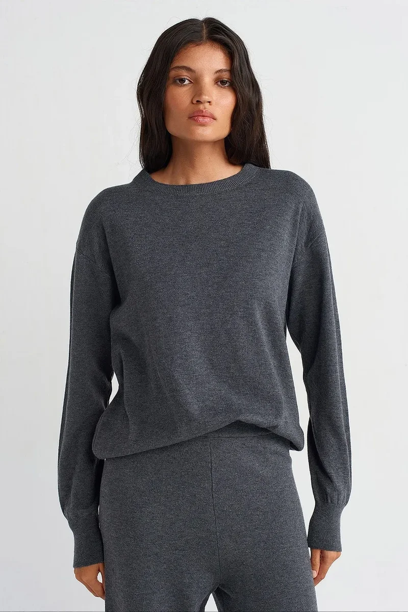Dilvin Charcoal Grey DILVIN Women's Knit Sweater for Women | Best Price UAE