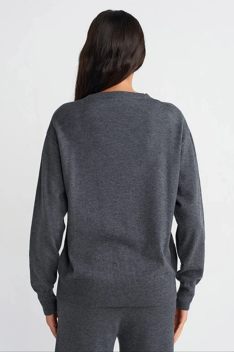 Dilvin Charcoal Grey DILVIN Women's Knit Sweater for Women | Best Price UAE