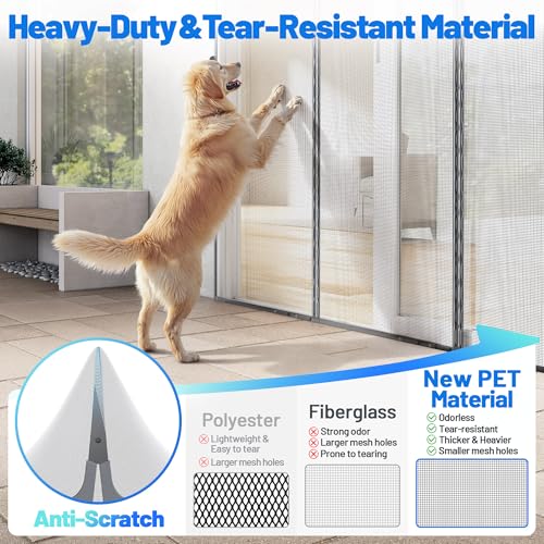 Sjuznng Heavy Duty Magnetic Screen Door Mesh - Hand-Free Door Net Screen with 100 Magnets, Pet & Kid Friendly, PET Fine Mesh Doors Screens Keep Bug & Mosquito Out Fit Sliding Patio French Doors Size 70" x 80" - Image 3
