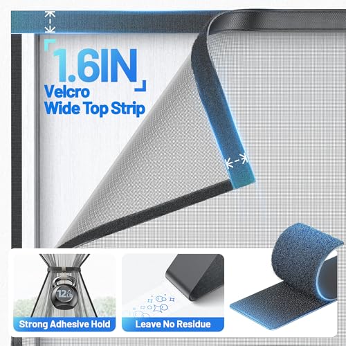 Sjuznng Heavy Duty Magnetic Screen Door Mesh - Hand-Free Door Net Screen with 100 Magnets, Pet & Kid Friendly, PET Fine Mesh Doors Screens Keep Bug & Mosquito Out Fit Sliding Patio French Doors Size 70" x 80" - Image 5