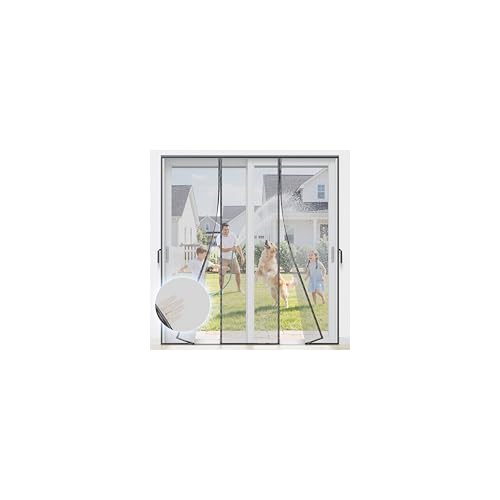 Sjuznng Heavy Duty Magnetic Screen Door Mesh - Hand-Free Door Net Screen with 100 Magnets, Pet & Kid Friendly, PET Fine Mesh Doors Screens Keep Bug & Mosquito Out Fit Sliding Patio French Doors Size 70" x 80" - Image 1