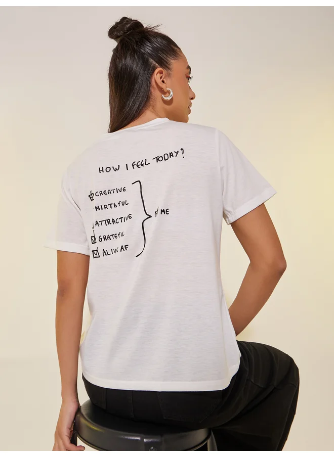 Take Two Take Two Slogan Print Round Neck T-Shirt