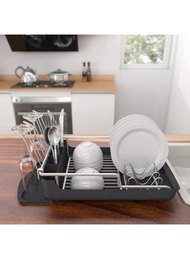 Smart Storage ⭐Premium Aluminum Dish Drying Rack with Removable PP Drip Tray – Kitchen Countertop Dish Drainer Organizer (Silver). - Image 5