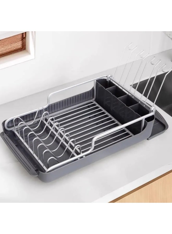 Smart Storage ⭐Premium Aluminum Dish Drying Rack with Removable PP Drip Tray – Kitchen Countertop Dish Drainer Organizer (Silver). - Image 1