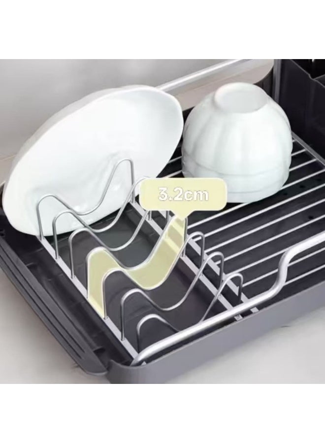 Smart Storage ⭐Premium Aluminum Dish Drying Rack with Removable PP Drip Tray – Kitchen Countertop Dish Drainer Organizer (Silver). - Image 3