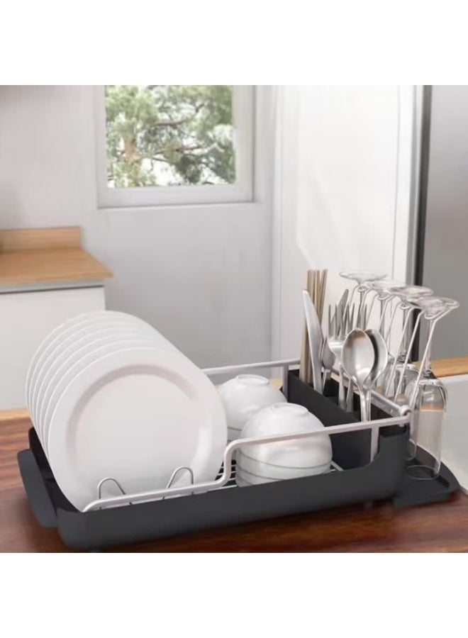 Smart Storage ⭐Premium Aluminum Dish Drying Rack with Removable PP Drip Tray – Kitchen Countertop Dish Drainer Organizer (Silver). - Image 4