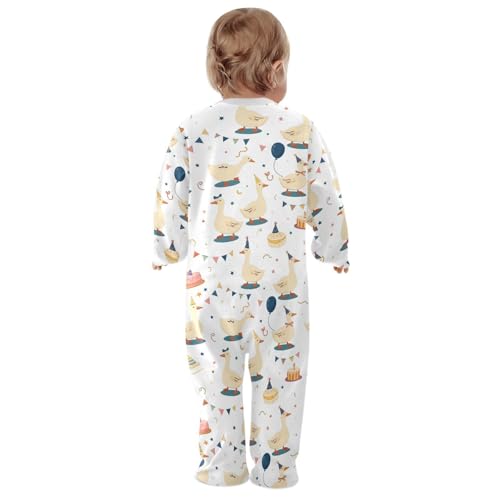 Dussdil Birthday Goose Duck Cakes Baby One-Piece Footies Newborn Rompers Pajamas Cotton Footed Pjs for Sleep Play Boys Girls 3M Multicolor - Image 5