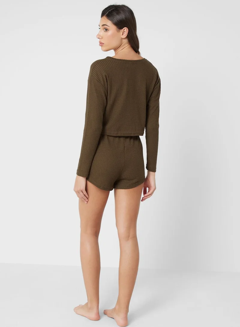 Ginger Ribbed Knit Short Pyjama Set