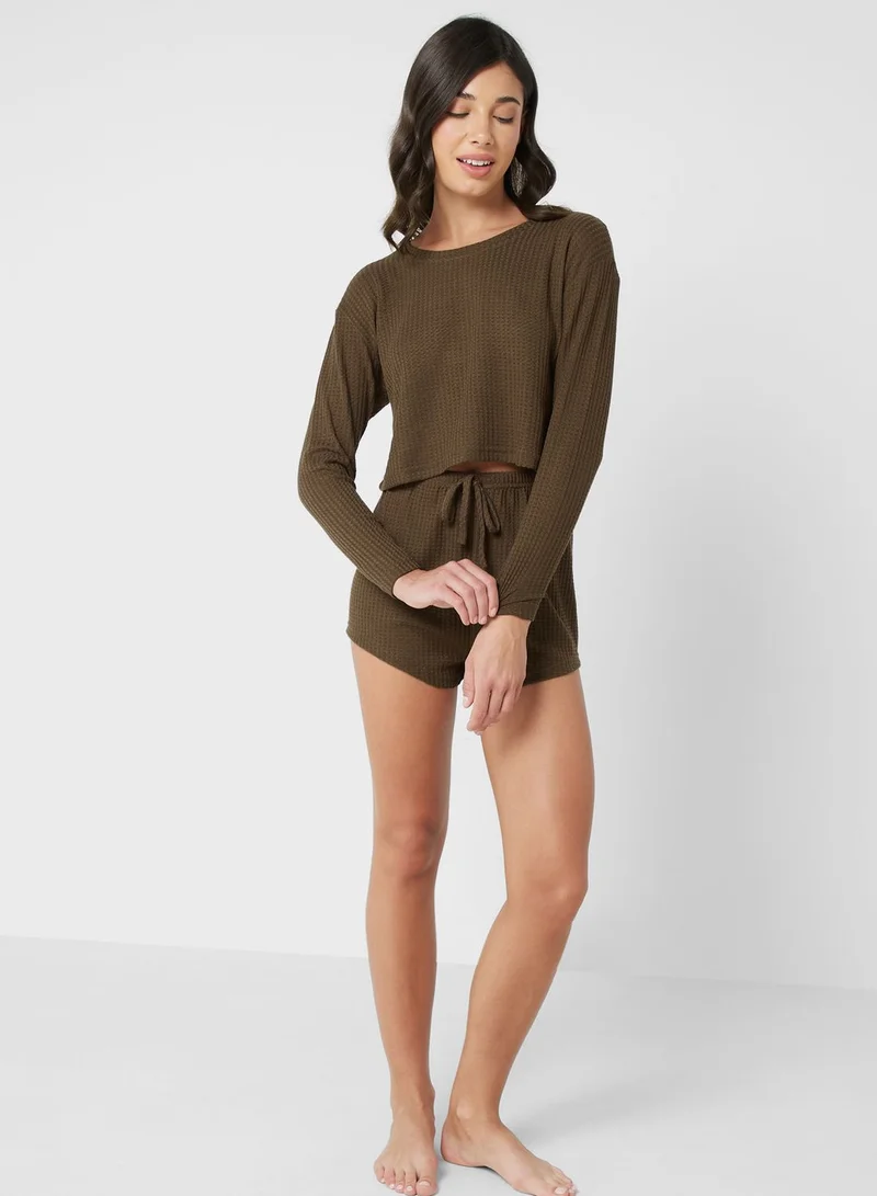 Ginger Ribbed Knit Short Pyjama Set