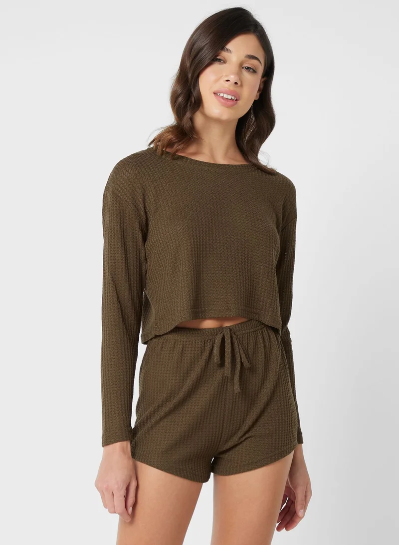 Ginger Ribbed Knit Short Pyjama Set