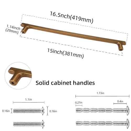 POVEFONK 6 Pack 15 Inch381mm Antique Brass Kitchen Cabinet Handles Vintage Drawer Pulls Aged Gold Bronze Hardware - Image 3