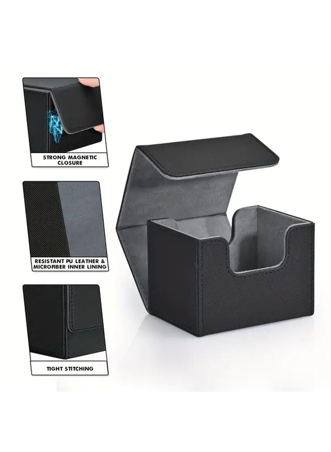 Black Red Faux Leather Magnetic Card Storage Box Holds Over 120 TCG CCG Cards - Image 5