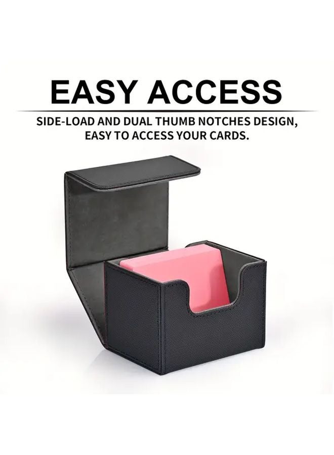 Black Red Faux Leather Magnetic Card Storage Box Holds Over 120 TCG CCG Cards - Image 4