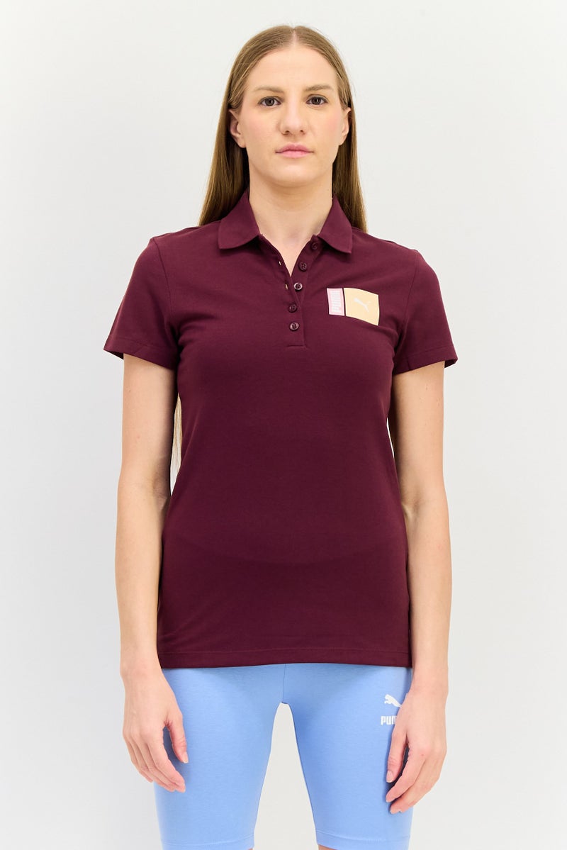 PUMA Women Sportswear Fit Short Sleeves Outdoor Polo Shirt, Dark Maroon - Image 1