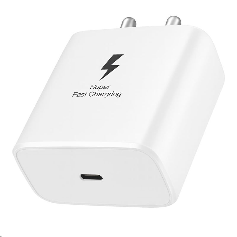DiHines Samsung 45W USB-C Super Fast Charging Adapter for Galaxy S25 Ultra/Edge/FE, S24 Ultra/Edge/FE, S23, Z Fold 7/6/5/4, Z Flip 7/6/5/4, Galaxy A56/A36, M55/M17/M07 & More | Only Adapter (White) - Image 2