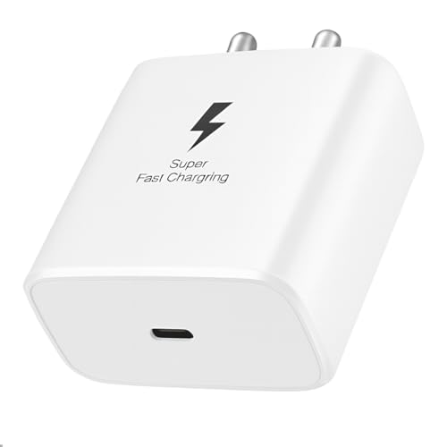 DiHines Samsung 45W USB-C Super Fast Charging Adapter for Galaxy S25 Ultra/Edge/FE, S24 Ultra/Edge/FE, S23, Z Fold 7/6/5/4, Z Flip 7/6/5/4, Galaxy A56/A36, M55/M17/M07 & More | Only Adapter (White) - Image 1