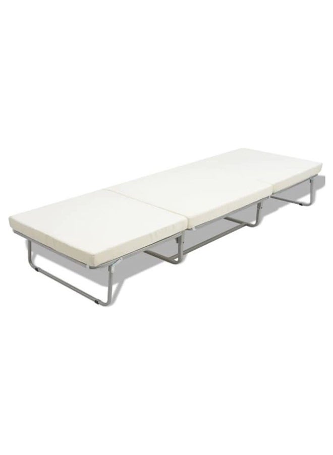 AL WADI FURNITURE Single Heavy Duty Medicated Floral White Quilted Portable Tri-Fold Mattress In Storage Bag 180x90x8 cm - Image 2