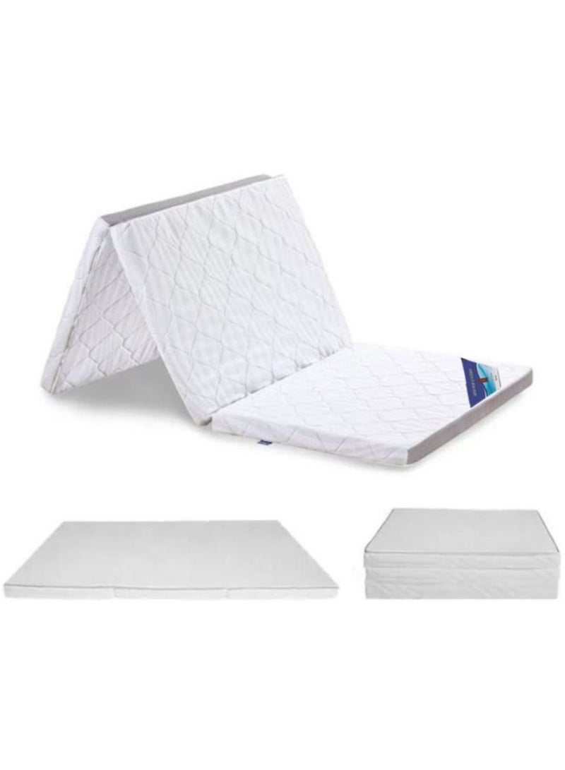 AL WADI FURNITURE Single Heavy Duty Medicated Floral White Quilted Portable Tri-Fold Mattress In Storage Bag 180x90x8 cm - Image 3