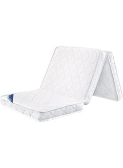 AL WADI FURNITURE Single Heavy Duty Medicated Floral White Quilted Portable Tri-Fold Mattress In Storage Bag 180x90x7 cm  - Image 2