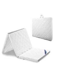 AL WADI FURNITURE Single Heavy Duty Medicated Floral White Quilted Portable Tri-Fold Mattress In Storage Bag 180x90x7 cm  - Image 1