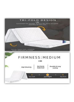 AL WADI FURNITURE Single Heavy Duty Medicated Floral White Quilted Portable Tri-Fold Mattress In Storage Bag 180x90x7 cm  - Image 4