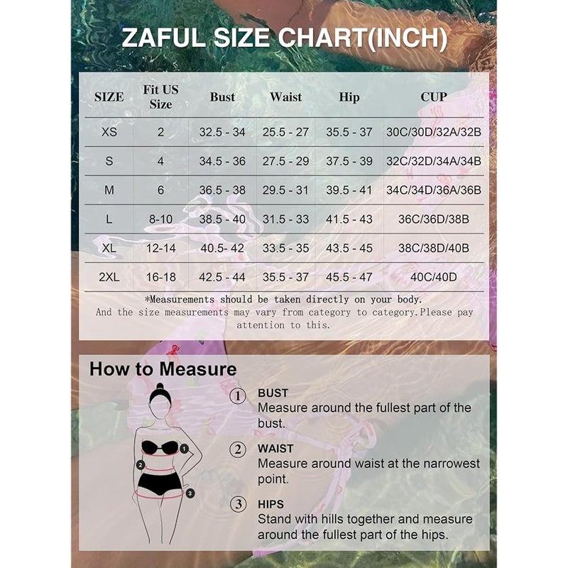 ZAFUL Bikini Sets for Women Halter Dual Straps Whip Stitch Floral Print Triangle 2 Pieces Bikini Swimsuits - Image 5