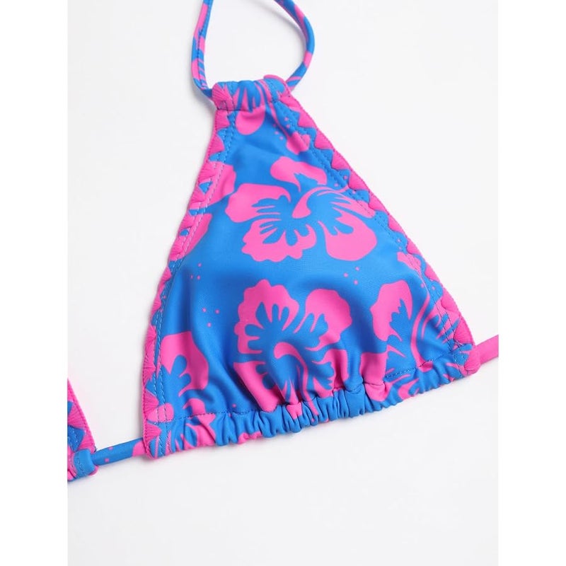 ZAFUL Bikini Sets for Women Halter Dual Straps Whip Stitch Floral Print Triangle 2 Pieces Bikini Swimsuits - Image 4