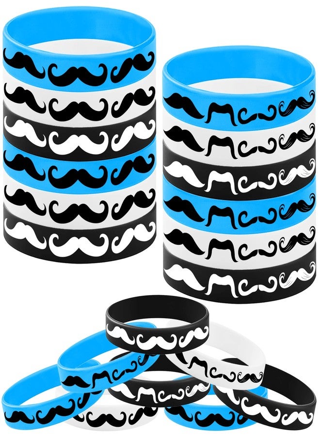CupaPlay 24PCS Moustache Rubber Bracelets -Moustache Themed Party Supplies Decorations Black Moustache Party Birthday Baby Shower Silicone Wristbands Party Favors - Image 1
