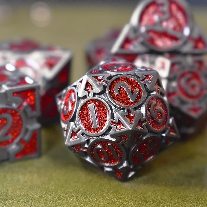RULE DICE DND Metal Dice Set 7 die Metal DND Polyhedral Blue Red and Black Gold Dice Sets with Gift Metal D and D Dice Box for Dungeons and Dragons Dice Set Role Playing Multiplayer Games DD Dice - Image 4