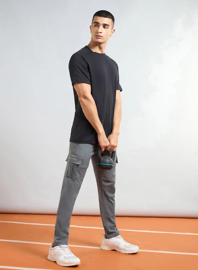 Technosport Grey Solid 2-Way Stretch Cargo Pants