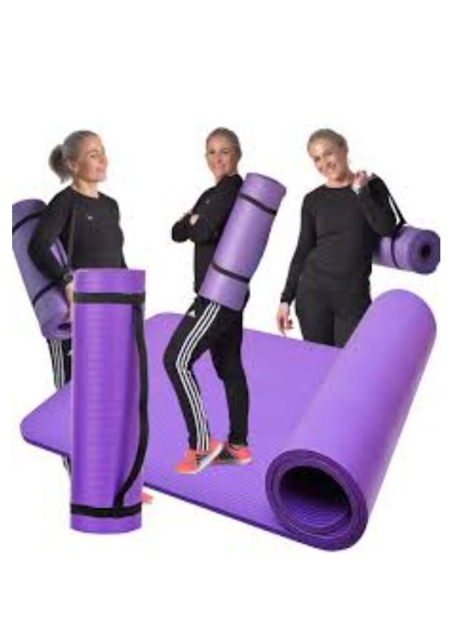 Extra Thick Double Sided Non Slip Yoga Mat, Eco Friendly Fitness Exercise Mat With Adjustable Carry Strap For Home Workout - Image 4