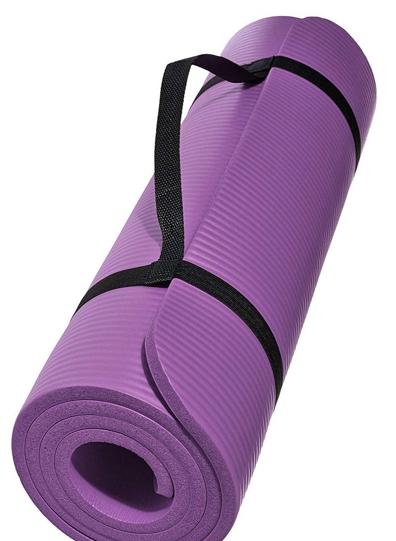 Extra Thick Double Sided Non Slip Yoga Mat, Eco Friendly Fitness Exercise Mat With Adjustable Carry Strap For Home Workout - Image 1