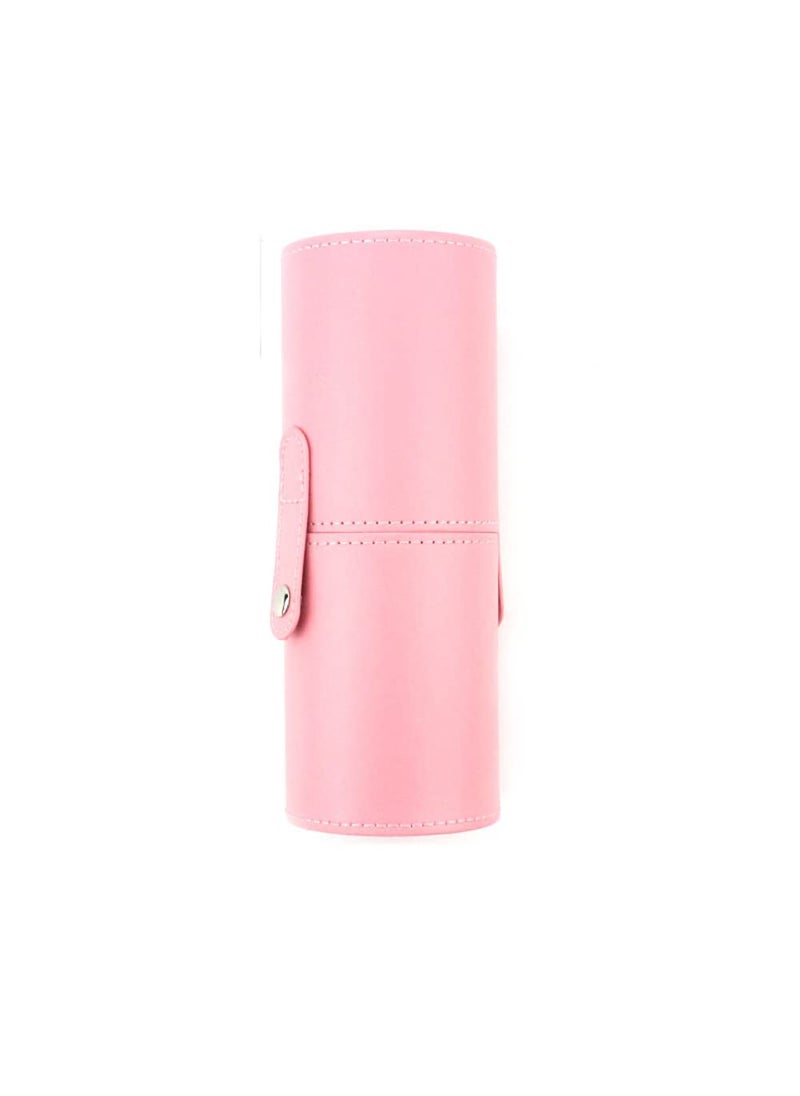 esowemsn - 1pc Pink PU Leather Makeup Brush Holder Travel Brushes Case Bag Cup with Lid Portable Waterproof Dustproof Cosmetic Storage Organizer - Image 1