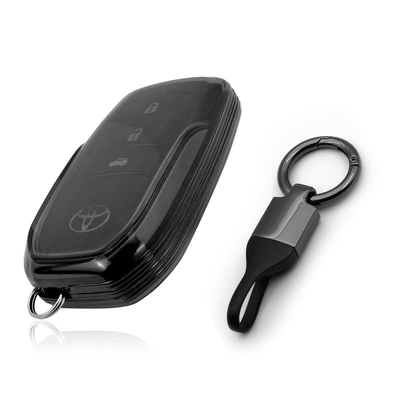 JVCV غطاء شفاف ناعم من TPU متوافق مع تويوتا فورتشنر، هايلاكس، إنوفا كريستا، فورتشنر ليجندر، إنوفا هاي كروس، لاند كروزر 2B/3B مفتاح ذكي (مع سلسلة مفاتيح - نمط B) - Image 1