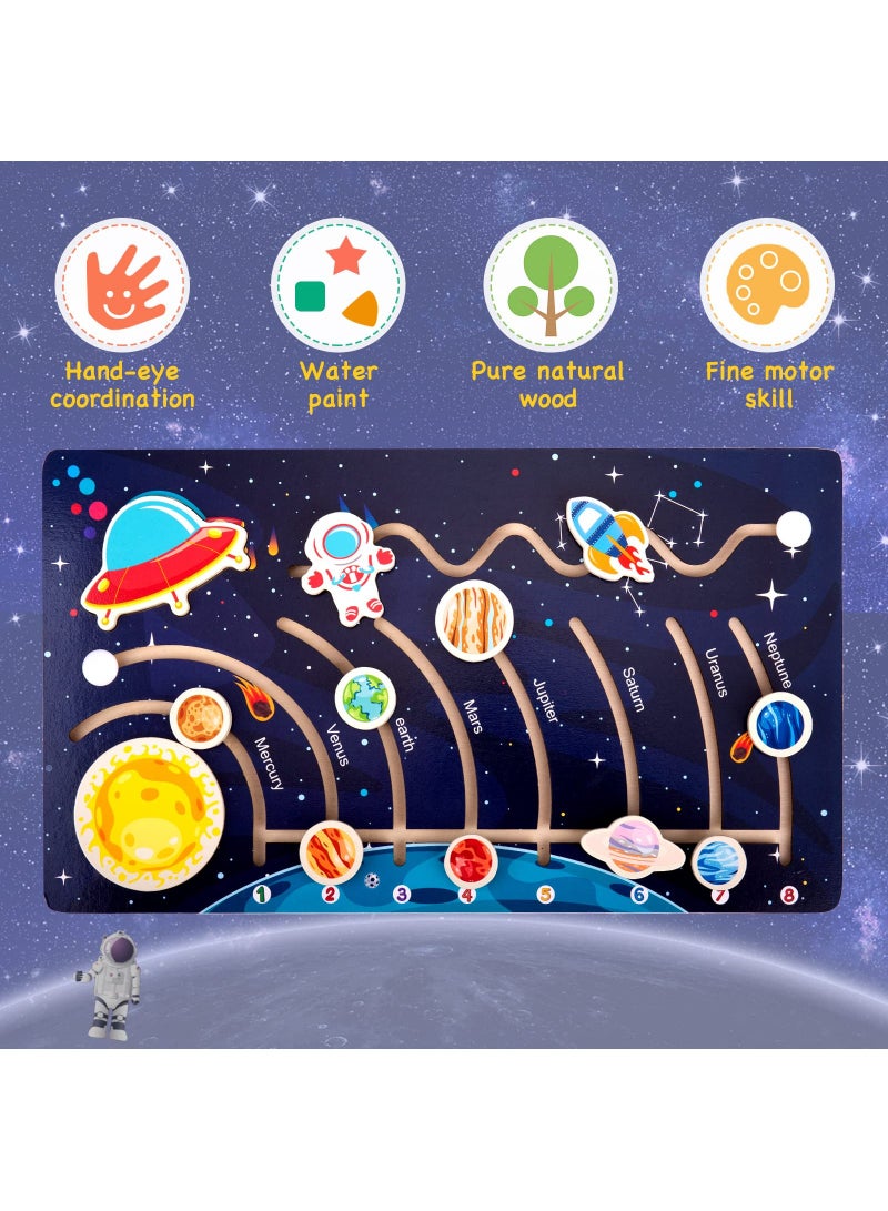 Zikra Wooden Solar System Puzzles, for Kids Ages 3-5, Toddlers Planet Outer Space Toys Preschool Learning Activities Montessori Educational Toys Space Busy Board Gifts for Boys Girls, 8.7 x 15.75 inches - Image 3