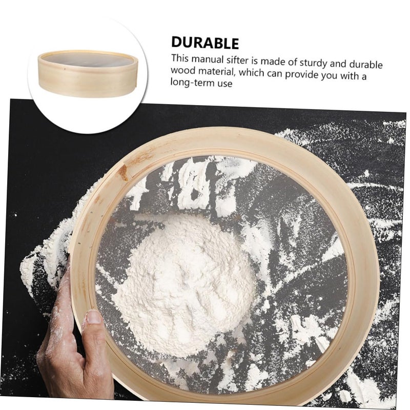 Wooden Flour Sifter Fine Mesh Baking Sieve Strainer for Home Kitchen - Image 4